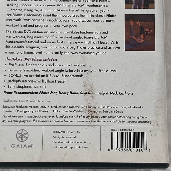 GAIAM Pilates For Beginners Deluxe Dvd Edition w/ Jillian Hessel - Picture 11 of 11